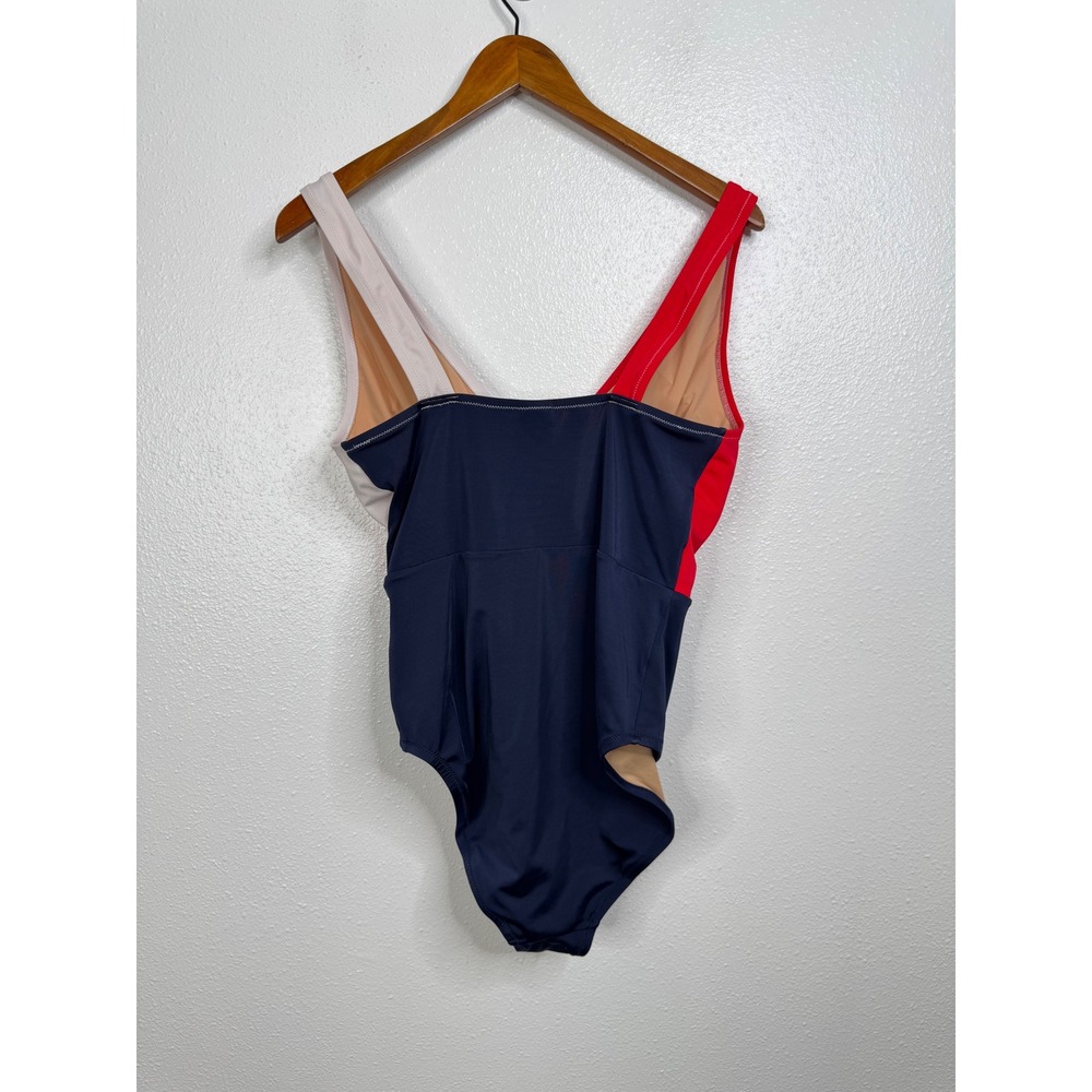 J. Crew Red White & Blue Colorblock One Piece Swimsuit Size Medium - Picture 2 of 6